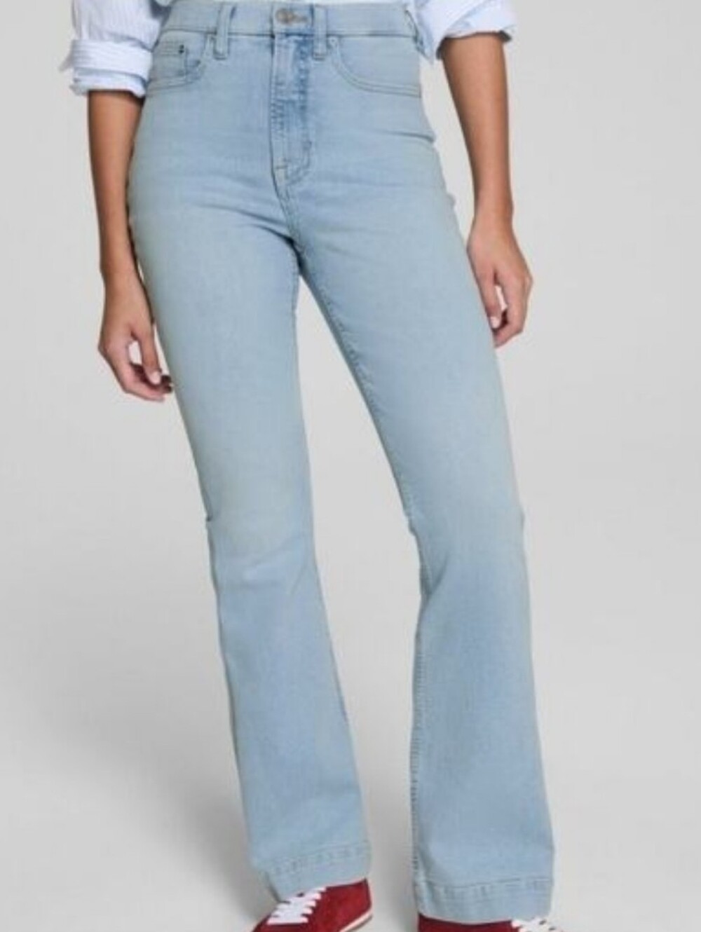 Spanx Lycra Fitsense Flare Jeans Turner Wash - Women Size 14